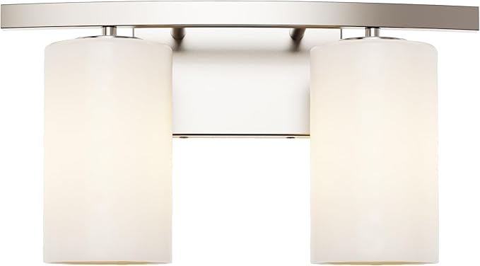 Tawson Talos 2-Light Wall Sconce Vanity in Brushed Nickel with Satin Etched Glass Shade for Hallway, Entryway, Passway, Dining Room, Bathroom, Garage, Kitchen, Balcony, Living Room