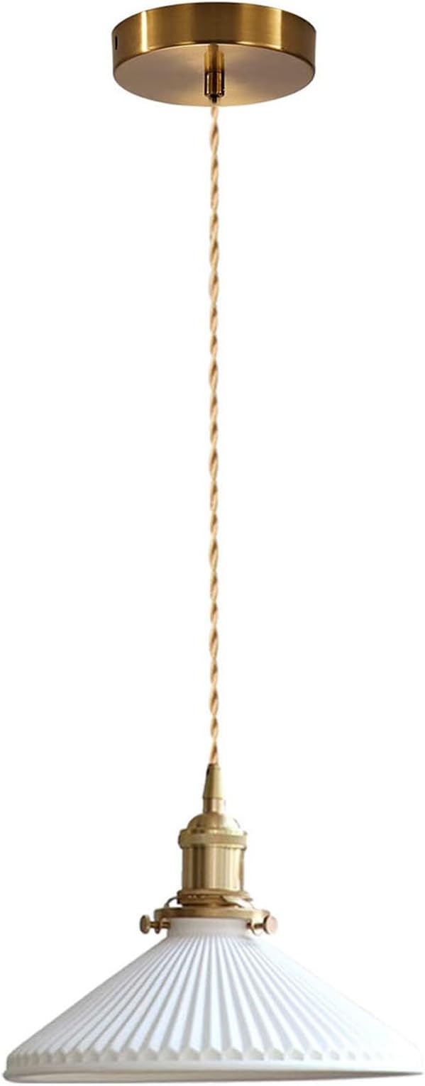 Modern Minimalist Ceramic Pendant Light – Pleated Hanging Lamp for Kitchen Island, Dining Room, Bedroom & Bar