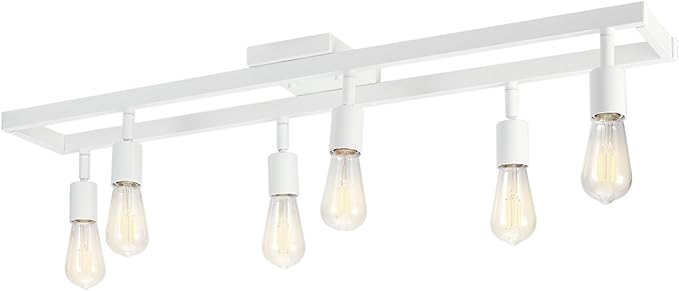 Globe Electric 64000095 36" 6-Light Track Lighting, Matte White, Pivot Sockets, Ceiling Lamp for Bedroom, Kitchen, Hallway, Bathroom, Den, Dining Room, Home Décor