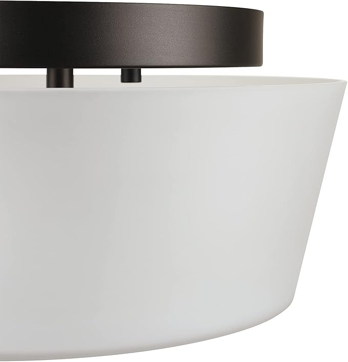 GLOBE Electric 61253 Jones 2-Light Flush Mount Ceiling Light, Frosted Glass Shade, Bronze, Bulb Not Included