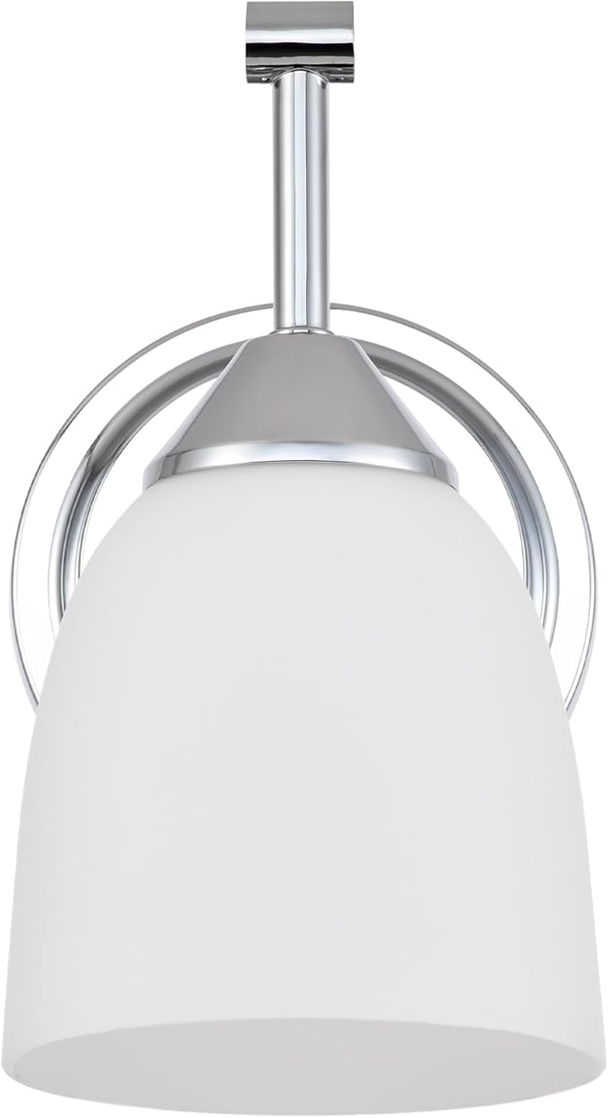 Traditional 1-Light Indoor Chrome Wall Sconce with Frosted Glass Bathroom Bedroom Hallway, 9.6" H x 5.5" W, Chrome