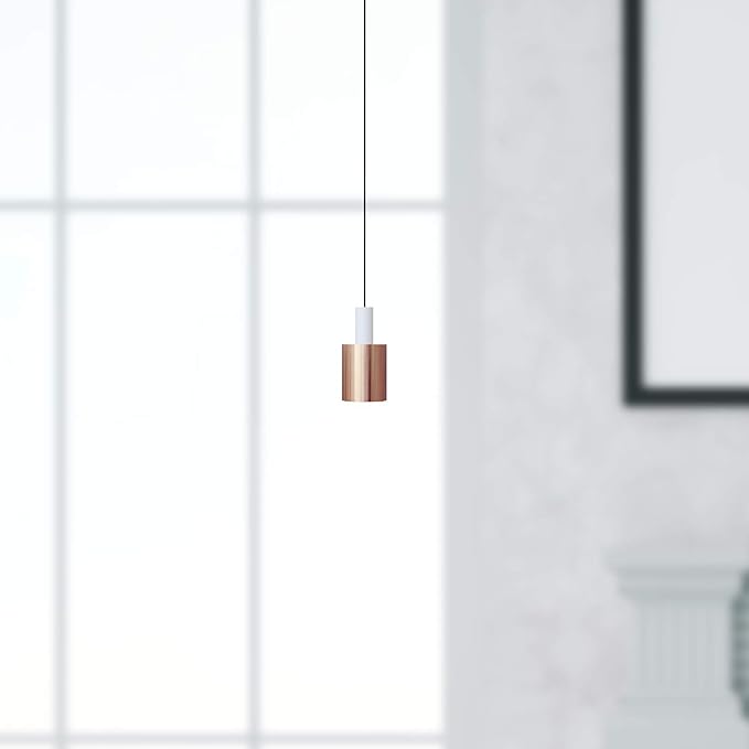 Virgo 1 Mini Pendant Lighting White-Copper - LED Hanging Light Fixture for Kitchen Island, Bar, Foyer - Cluster Pendants - Dimmable, Adjustable Wire, Lamp Bulb Included