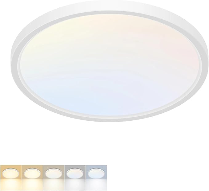 LED Flush Mount Ceiling Light,9Inch 18W,3000K/3500K/4000K/5000K/6500K 5 Color Temperatures Ceiling Light Fixture for Kitchen Porch Hallway Bedroom Bathroom and Closet,White
