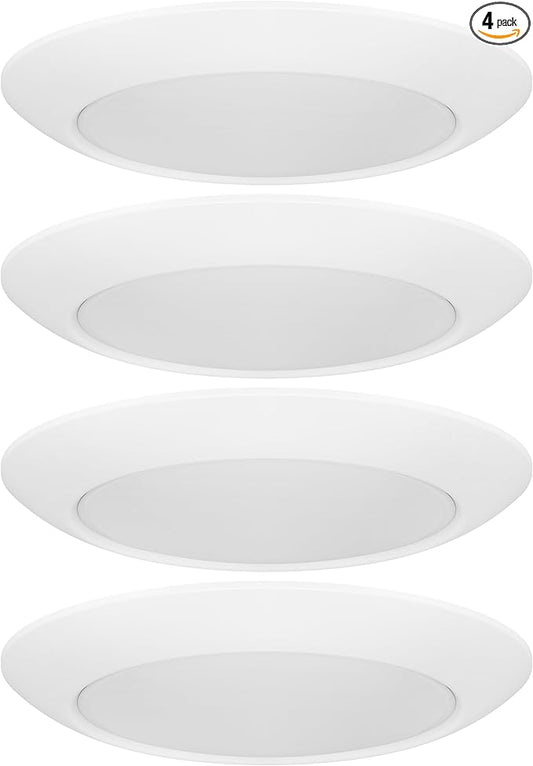 GETINLIGHT 13-Inch LED Disk Lights, Dimmable Surface Mount, 5 Color Temperature Selection, 4-Pack, Matte White, ETL Listed, IN-0301-7-WH-5T