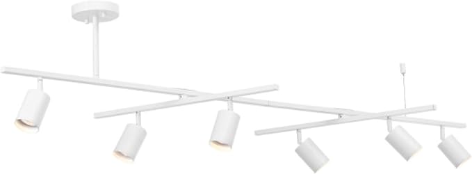 Globe Electric West 64" 6-Light Track Lighting, Matte White, Center Swivel Bars, Bulb Not Included