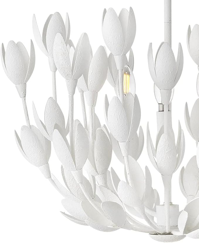 Hinkley Flora Large Convertible Semi-Flush Mount Ceiling Light - from the Lisa McDennon Collection, Handmade, Hand-Painted, Bulbs Nestled Inside Flowers, Converts to Pendant - in Textured Plaster