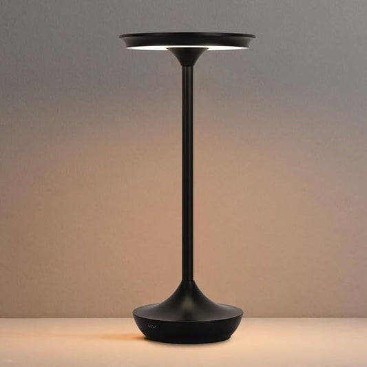 EJQ Rechargeable Cordless Table Lamp, 6000mAh Battery Operated LED Table Lights,Touch Control - 3 Color Dimmable for Bedroom, Patio, Cofee, Outdoor,Dining Home,Restaurant&Living Room-Black