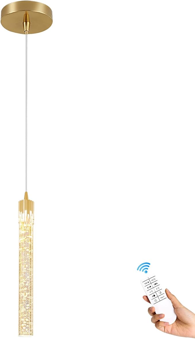 ykolupty Mini Chandelier Modern LED Gold Pendant Lights for Kitchen Island Small Crystal Hanging Light Dimmable 2700k-6000k