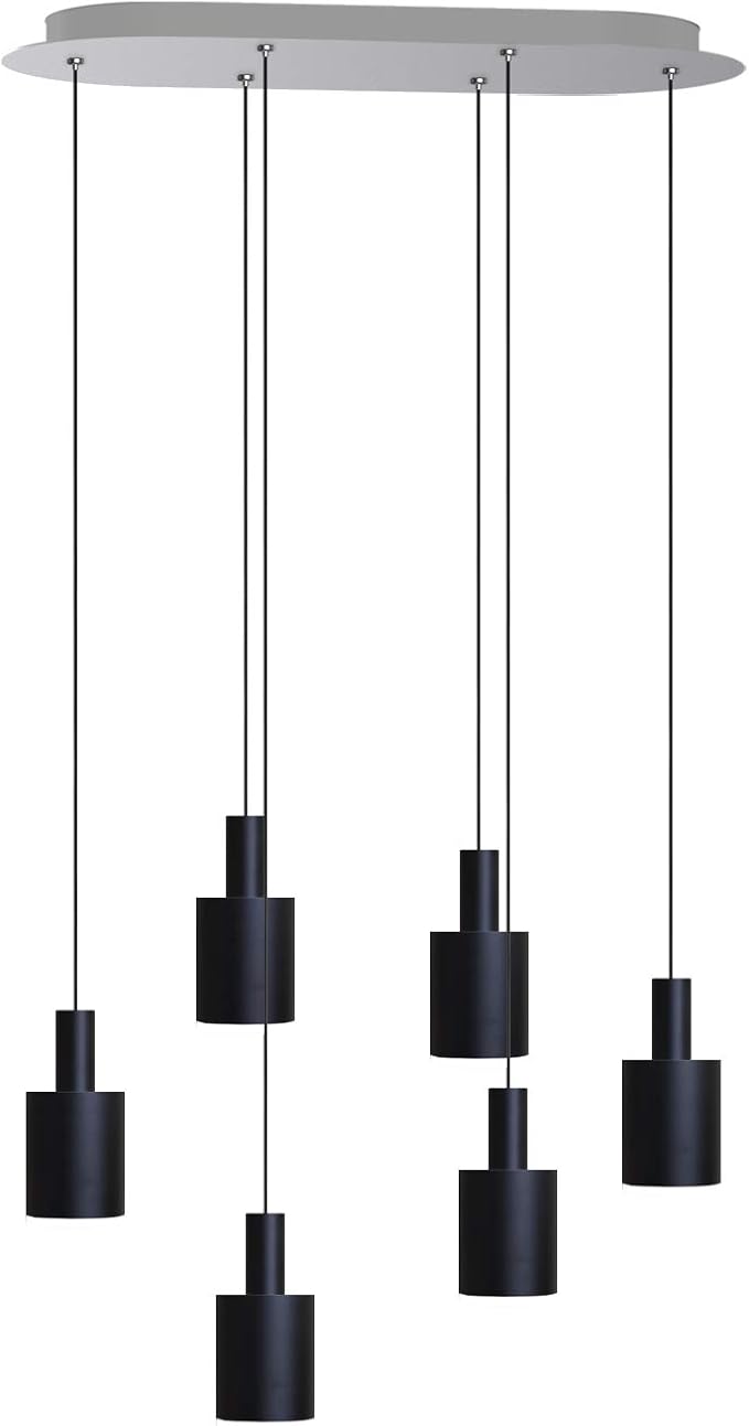 Virgo 6 Mini Pendant Lighting Black - LED Hanging Light Fixture for Kitchen Island, Bar, Foyer - Cluster Pendants - Dimmable, Adjustable Wire, Lamp Bulb Included