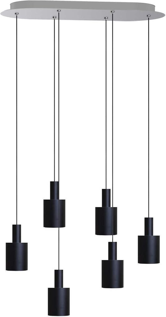 Virgo 6 Mini Pendant Lighting Black - LED Hanging Light Fixture for Kitchen Island, Bar, Foyer - Cluster Pendants - Dimmable, Adjustable Wire, Lamp Bulb Included