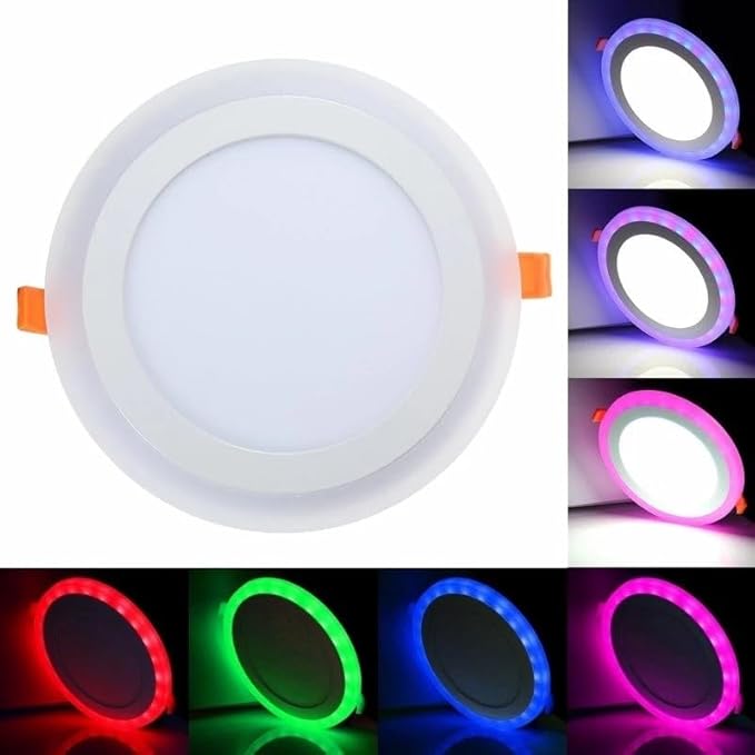 2-Pack Modern Round RGB LED Flush Mount Lighting Colors Changing 6/10/16/24W LED Downlight, Ceiling Light, RGB & White 5000K with Remote Control (6, watts)