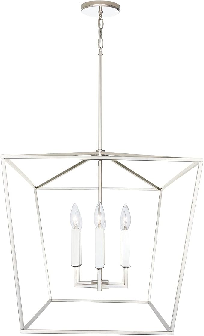 Capital Lighting 837661PN Thea Symmetrical Clear Line Island/Linear Pendant, 6-Light 360 Total Watts, 21" H x 42" W, Polished Nickel