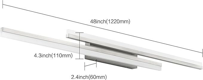 PRESDE 48 Inch LED Bathroom Vanity Light Bar, Brushed Nickel Bathroom Light Fixtures Modern Vanty Lighting Over Mirror 5CCT