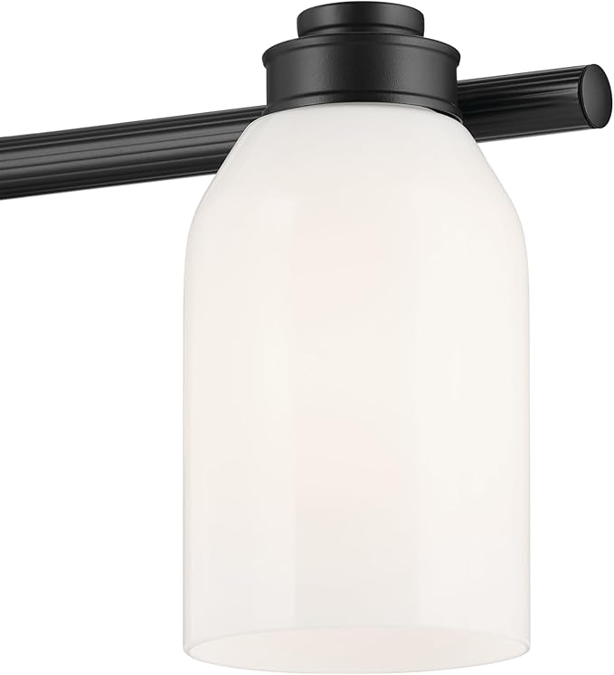 Kichler Shae 24.25" 3-Light Bathroom Vanity Light Fixture with White Opal Glass in Black, Modern Wall Mount Over Mirror for Powder Room (24.25" W x 9" H), 55202BK