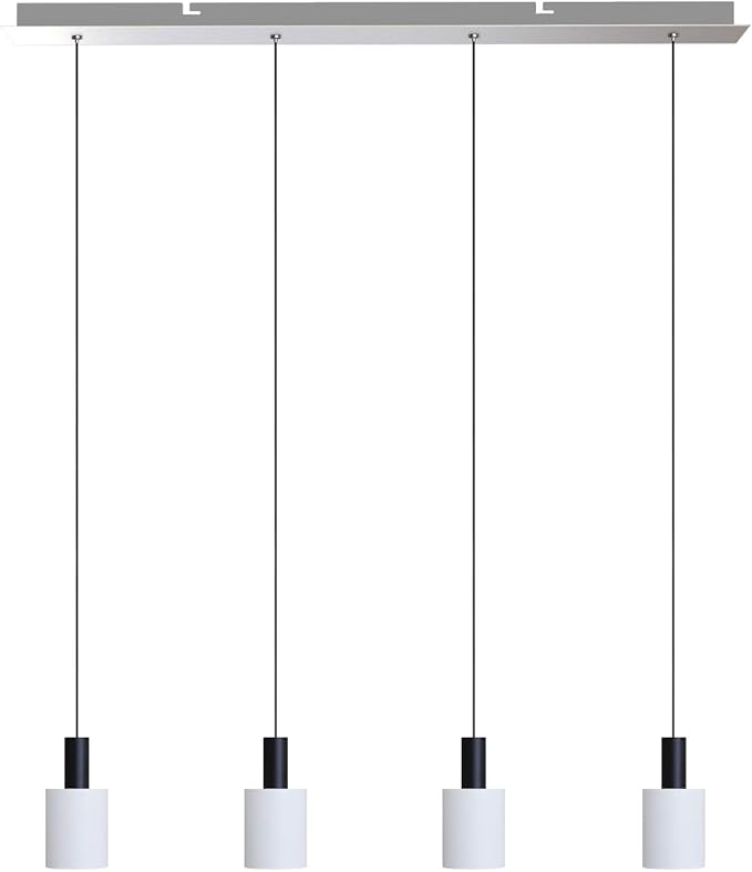 Virgo 4 Mini Pendant Lighting Black-White - LED Hanging Light Fixture for Kitchen Island, Bar, Foyer - Cluster Pendants - Dimmable, Adjustable Wire, Lamp Bulb Included