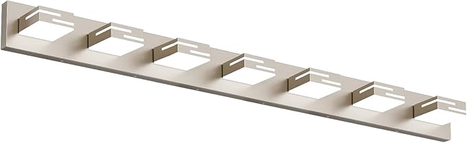 LED Modern Bathroom Vanity Light Fixtures, 7-Light 48-inch Dimmable Brushed Nickel Vanity Lights for Bathroom Lighting Fixtures Over Mirror, with 360° Rotatable Acrylic Heads (Cool White 6000K)