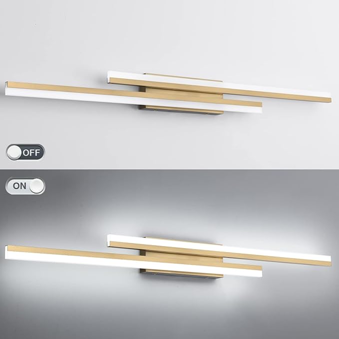PRESDE 48 Inch Bathroom Light Fixtures Brushed Gold Vanity Light Bar LED Modern Bath Lighting Over Mirror Dimmable
