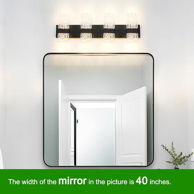 Modern Matte Black 8-Lights Bathroom Vanity Light, Eleglant LED Bathroom Light Fixtures Over Mirror, Dimmable Acrylic Shade Wall Lighting Fixtures, Hardwired Wall Light(H9.25in, L28.35in)