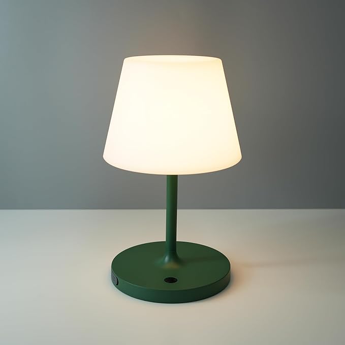 WEILAILUX Outdoor Battery Operated Table Lamp Waterproof, 4000mAh Cordless Table Lamp Rechargeable, Touch Dimmable Desk Lamp, LED Night Light for Patio Camping Restaurant Home, H9.6in, Green