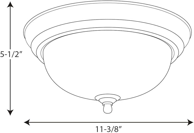 Progress Lighting 1-Light Ceiling Light, Flush Mount Ceiling Light Fixture for Interior Kitchen Lights, Hallway, Bedroom, Living Room, 11-3/8-Inch by 5-1/2-Inch, Brushed Nickel, Etched Glass Shade