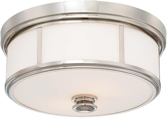 Minka Lavery Flush Mount Ceiling Light 6369-613 Low Profile Fixture, 5-Light 300 Watts, Polished Nickel