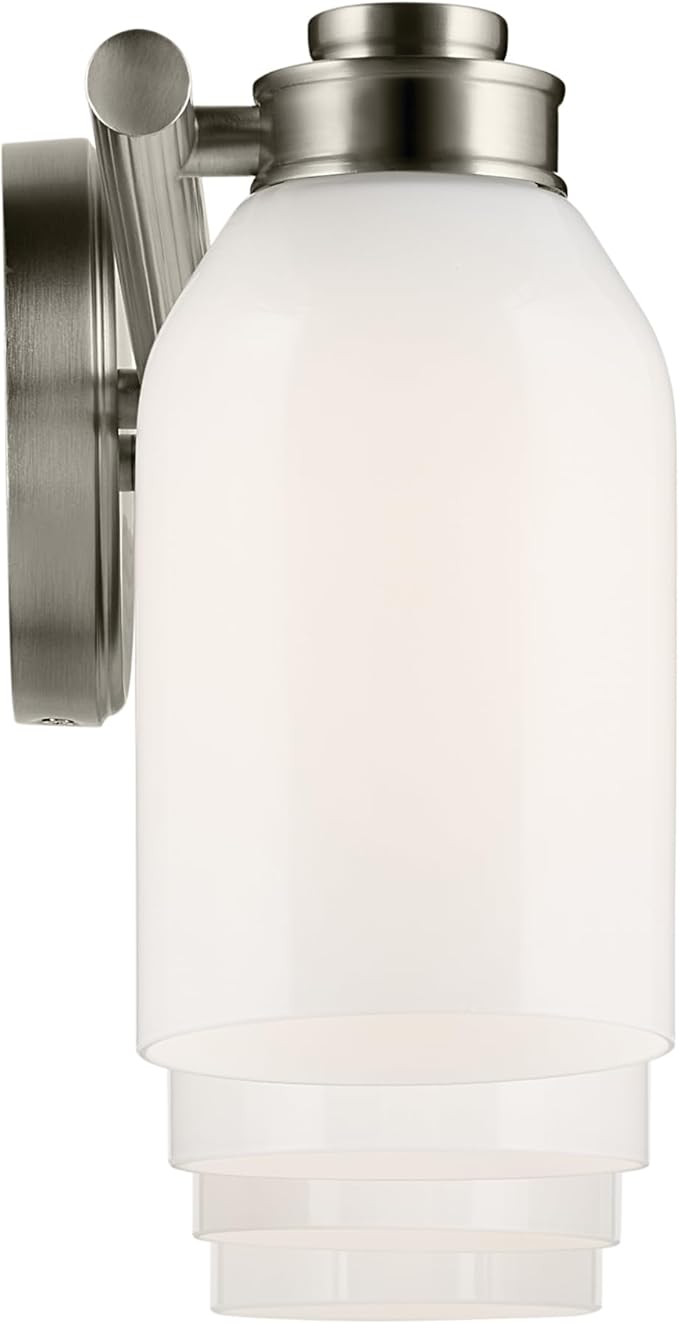 Kichler Shae 32.25" 4-Light Vanity Light with White Opal Glass in Brushed Nickel, for Bathroom Vanity, Powder Room, Over a Mirror, (32.25" W x 9" H), 55203NI