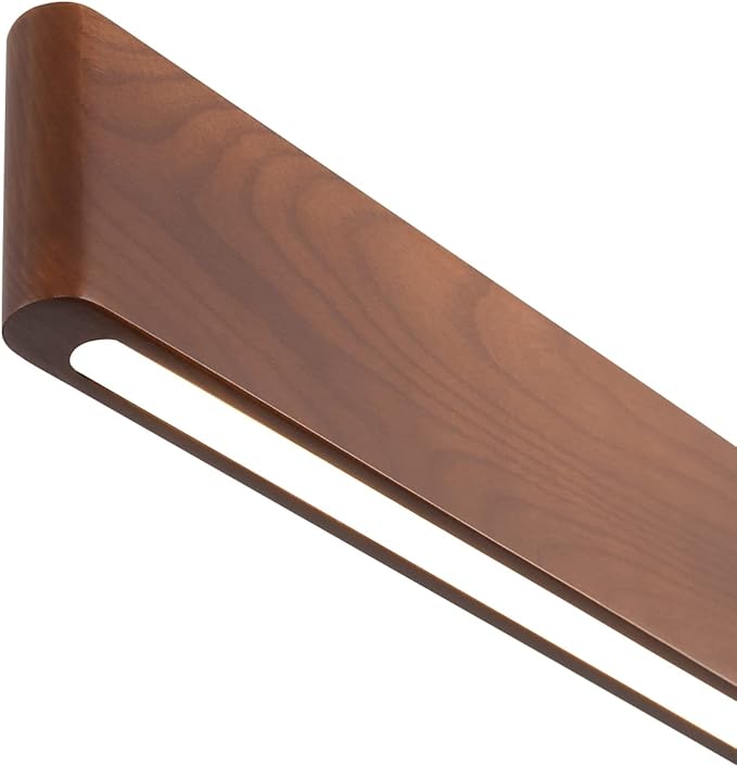 YISDESIGN 39.4" Wood Linear Pendant Light 24w Led Dimmable Dining Room Light Wood Kitchen Island Pendant Hanging Light for Kitchen Island Office Lights Walnut Color