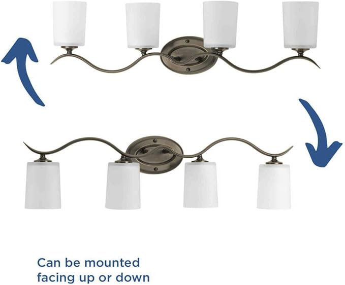 Progress Lighting P2021-20 Inspire Collection Etched Glass Traditional Bath Vanity Light, 4-Light, Antique Bronze