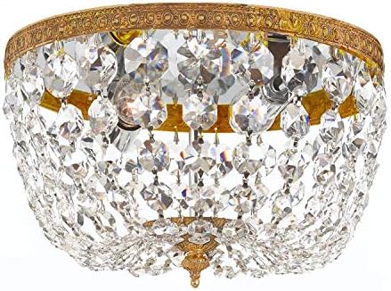 Crystorama 2 Light Clear Italian Crystal Olde Brass Flush Mount