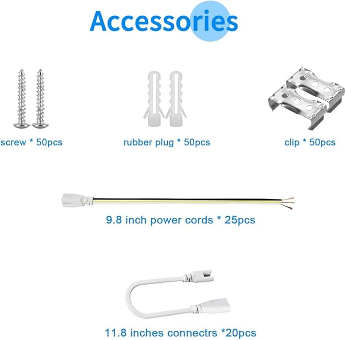 (25 Pack) 4FT LED Shop Light, 45W 5850LM 6000K Cool White, D-Shape, Linkable T8 LED Tube Lights 4FT, 4 Foot Shop Lights for Workshop, Garage, Warehouse, Basement, ETL Listed