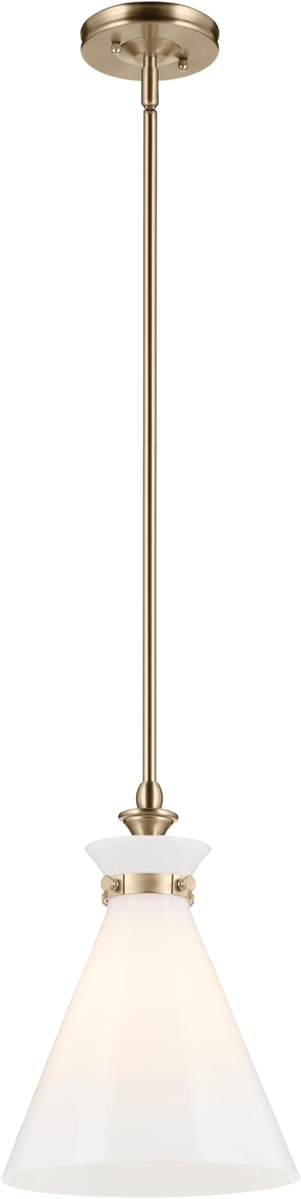 Kichler Laria 1-Light Pendant, Updated Traditional Light, Sloped Ceiling Compatible, for Kitchen with Opal Glass in Champagne Bronze (14.5" x 10.5"), 52774CPZ