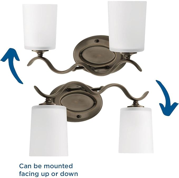 Progress Lighting P2019-20 Inspire Collection Etched Glass Traditional Bath Vanity Light, 2-Light, Antique Bronze