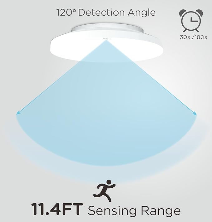 Leetdud Motion Sensor Ceiling Light Indoor Wired, 9 Inch 18W, 5 CCT 2700/3000/3500/4000/5000K, 3 Brightness Settable, 1550LM Flush Mount LED Closet Lights for Stairs Hallway Laundry Porch, White