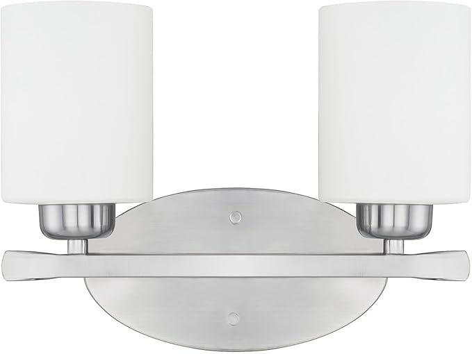 HomePlace by Capital Lighting 115221BN-338 Dixon Modern Soft White Glass Bathroom Vanity Wall Light, 2-Light 200 Total Watts, 9" H x 13" W, Brushed Nickel