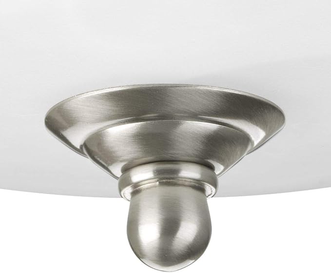 Progress Lighting 2-Light Ceiling Light, Flush Mount Ceiling Light Fixture for Interior Kitchen Lights, Hallway, Bedroom, Living Room, 13-1/4”, 5-13/16”, Brushed Nickel, Etched Glass Shade