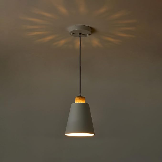 White Pendant Light Kitchen Island Wood Pendant Lighting Mini Modern Hanging Light Small Pendant Light Fixture for Dining Room,Bar,Bedroom,Adjustable Cord,5.94 inch,1 PCS