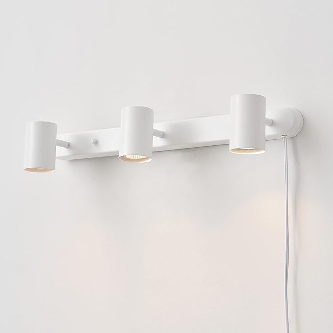 Globe Electric 60024 3-Light Plug-in Track Lighting, Adjustable Heads, Matte White Finish, 22-inch, 15-Foot Cord with in-Line Switch, Compatible with GU10 Base Bulbs (Sold Separately)