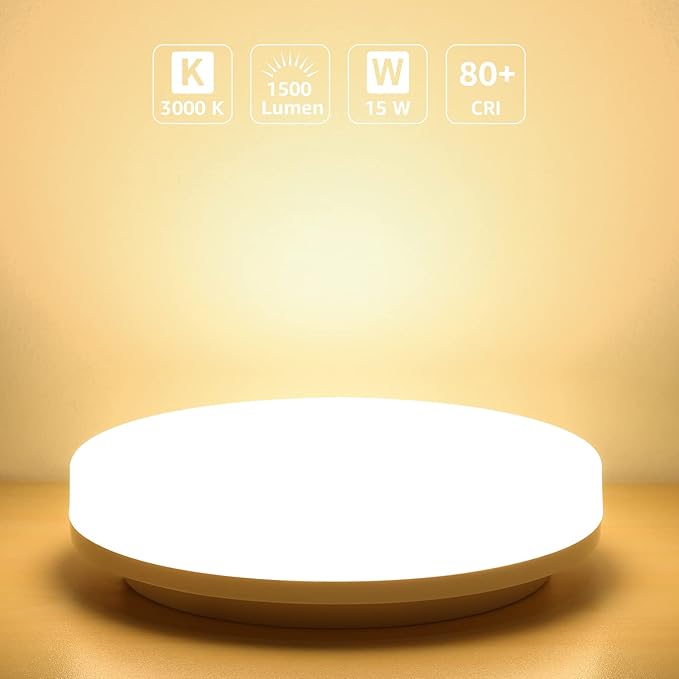 Lepro 8.7 inch 15 watt Flush Mount LED Ceiling Light Fixture for Bathroom Waterproof Soft Warm White 3000 Kelvin 1250 Lumen 120 watt Equivalent Ceiling Lamp for Kitchen, Laundry, Bedroom, Hallway