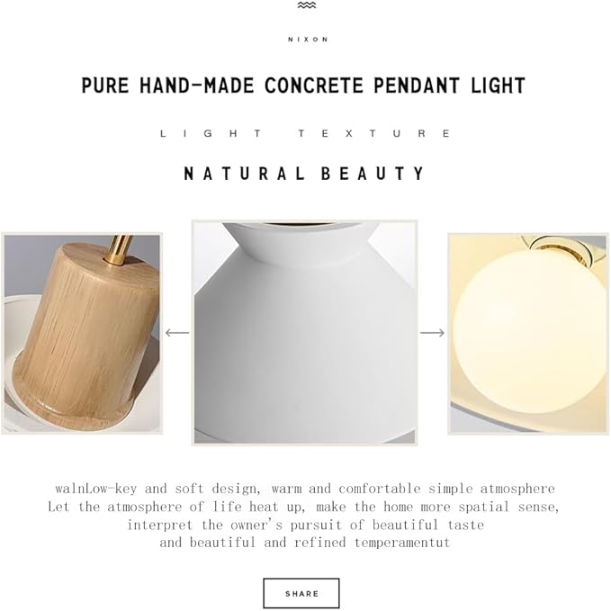 7.7'' Concrete Pendant Lights Kitchen Island Hanging Lights Unique Pinecone Lampshade Industrial Chandelier Nordic Cement Pendant Light for Dining Room,Bedside,Kitchen,Hallway,1Pcs,White