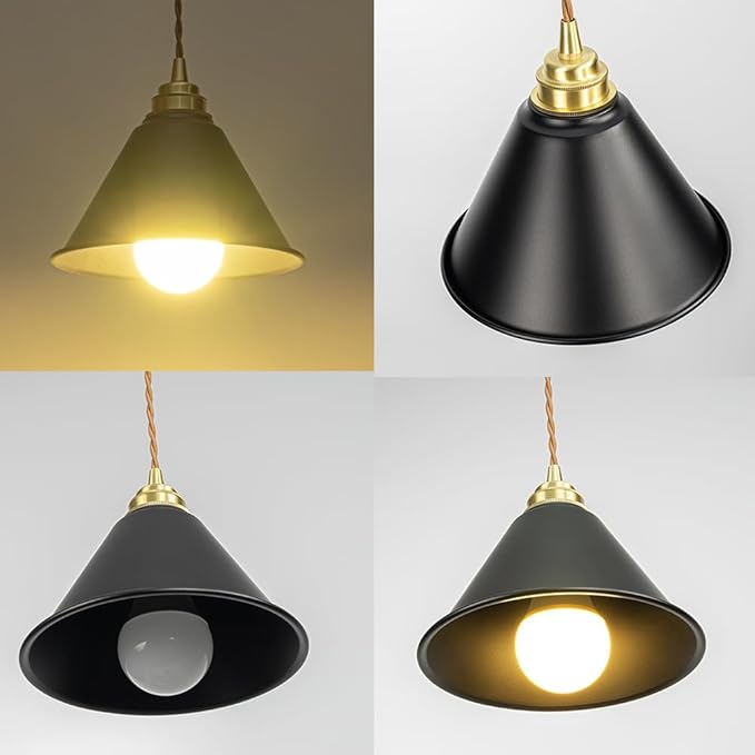 3.2 Ft Adjustable Cord H-Type Track Pendant Brass & Black Shade Hanging Light Vintage Design for Kitchen Office Stairs Set of 3(No Bulb, Track)