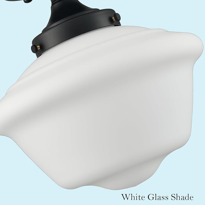 SAMTEEN Modern Black Semi Flush Mount Ceiling Light Schoolhouse Light Fixtures White Glass Ceiling Light Matte Black Flush Mount Light for Bedroom Hallway Kitchen Foyer Living Room