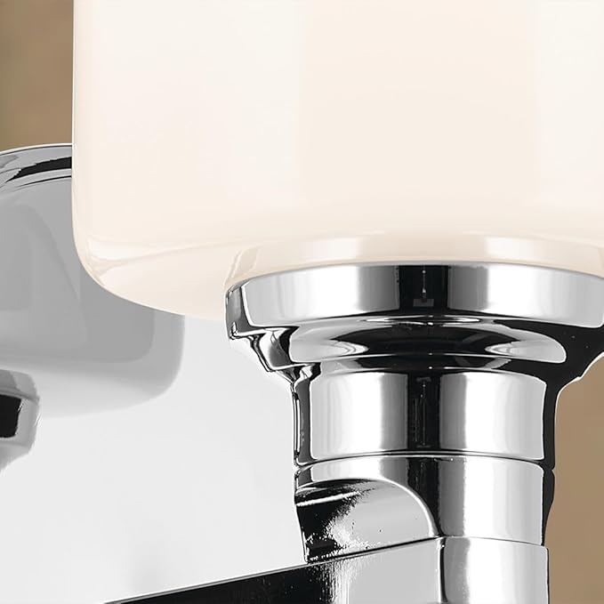 Kichler Gioe 1-Light Wall Sconce Bathroom Vanity Light Fixture with Opal Glass in Chrome, Damp Rated for Powder Room, Kitchen, Hallway, Bedroom (5" W x 9.5" H), 55224CH