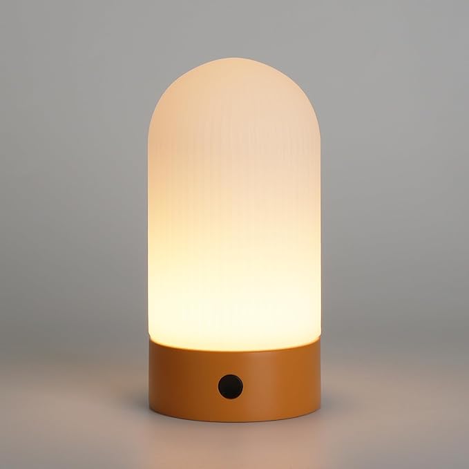 WEILAILUX Battery Operated Shower Lamp Waterproof, Small Portable Cordless Table Lamp Rechargeable, Touch Dimmable Mood Light for Home/Patio/Dining/Outdoor (Orange)