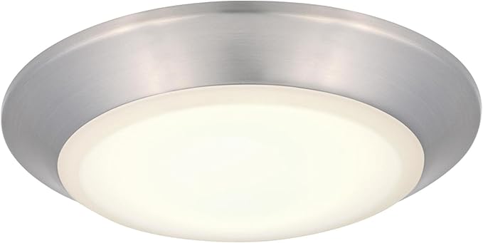 Westinghouse 6134200 Makira Traditional One-Light, 7.5 Inch 16 Watt Dimmable LED Indoor/Outdoor Selectable Surface Mount Fixture, Brushed Nickel Finish, Frosted Acrylic Shade