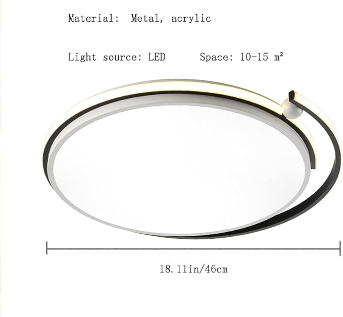 Minimalist Study Round Ceiling Lamp Metal and Acrylic Material Flat Lighting Nordic Artistic Design Ceiling Lights Suitable for Dining Rooms and Bedrooms
