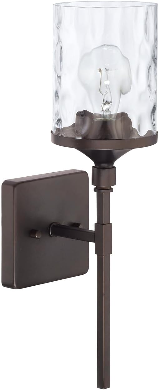 HomePlace by Capital Lighting 628811BZ-451 Colton Urban/Industrial Clear Water Glass Torchiere Wall Sconce, 1-Light 100 Watt, 17" H x 5" W, Bronze