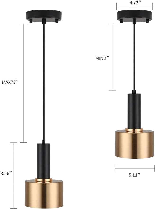 E26 Modern Black Gold Nordic Pendant Light Fixtures Hanging Lights for Kitchen Island Cafe Bar Dining Room Decor Lighting