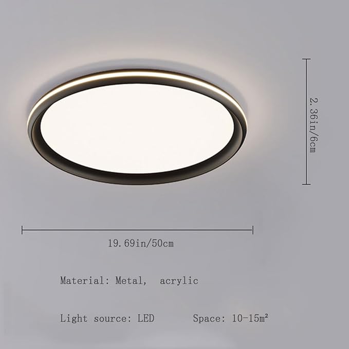 Modern Minimalist Ceiling Lamps Metal and Acrylic Flat Lighting Black and White Circular Ceiling Lights Suitable for Bedrooms and Study Rooms