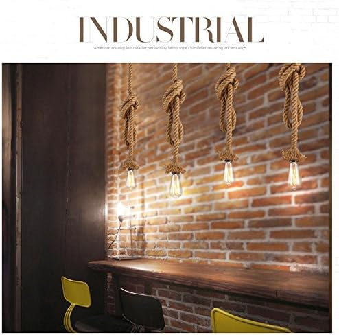 CTKcom 1 Head 1 Meter Vintage Hemp Rope Pendant Light Fixture E26/E27 Base, Vintage Ceiling Light Lamp,Retro Style for Dining Hall Restaurant Bar Lighting,110~130V, (Bulb not Included)