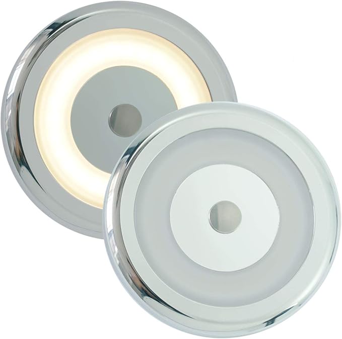 THALASSA 2 Pcs 12V Boat Interior Ceiling LED Light with Dimmer Switch - 3W 2800K Warm White, Surface Mounted, Small Dome Light be Used in RV Camper Van Caravan Yachts Motorhome, 72mm Diameter